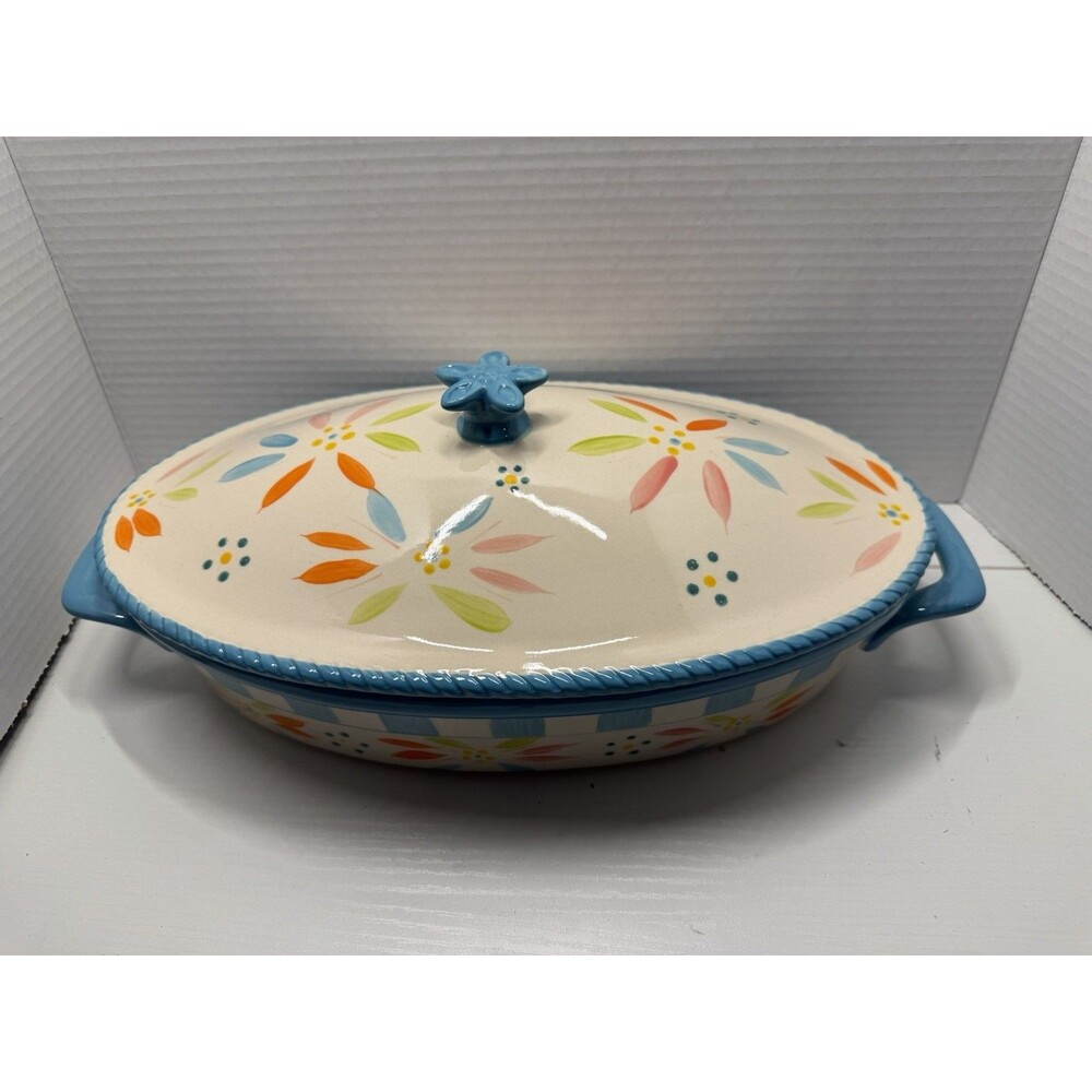 Temp-tations Tara Old World Springfetti 13” x 8” Baking Casserole Dish With Lid